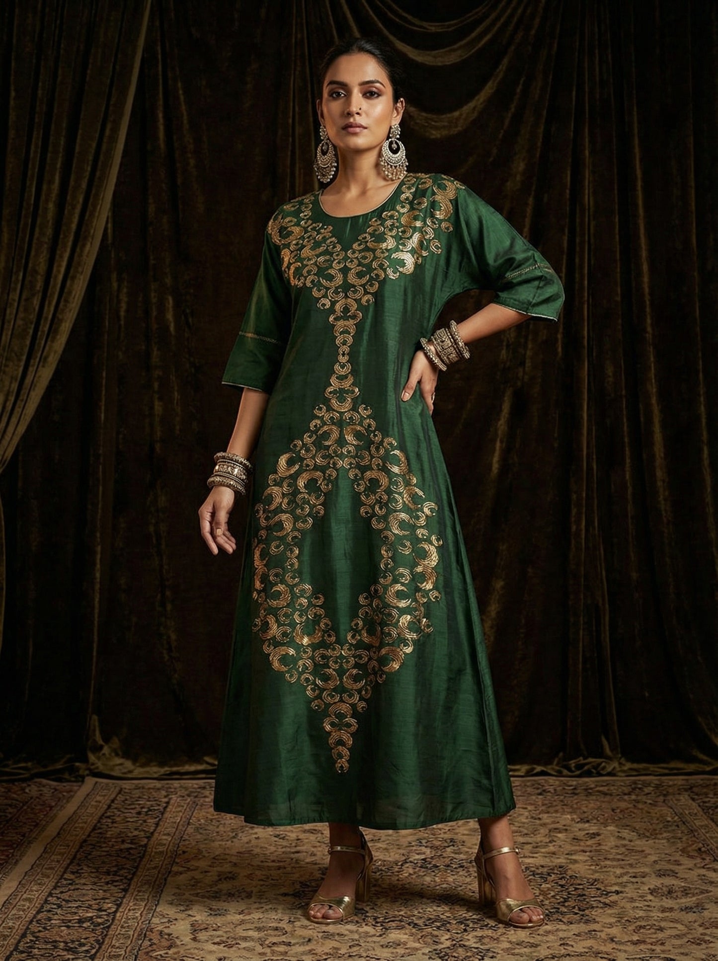 Indowestern chanderi formal dress- Ready size 42