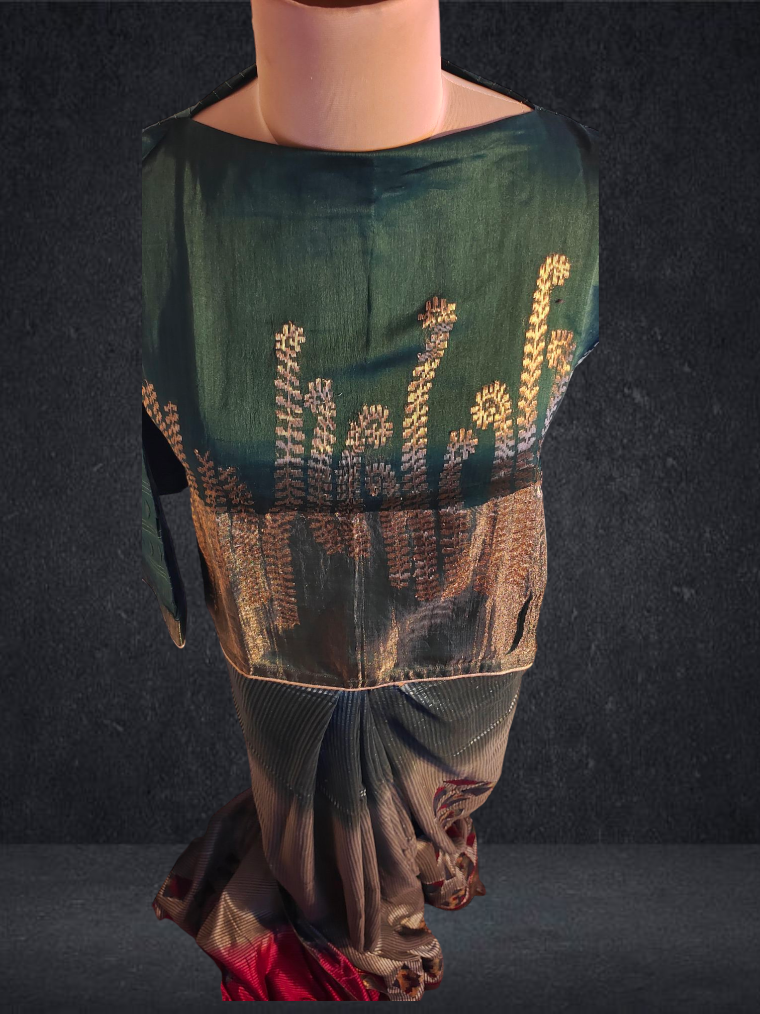 Formal Silk Ajrakh applique Saree VISHAL KAPUR STUDIO