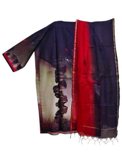Semi Stitched Chanderi Casual suitset