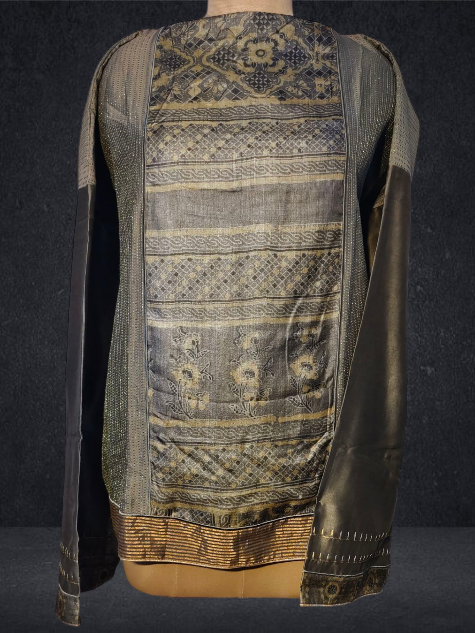 Semistitched Chanderi Ajrakh Short Tunic VISHAL KAPUR STUDIO