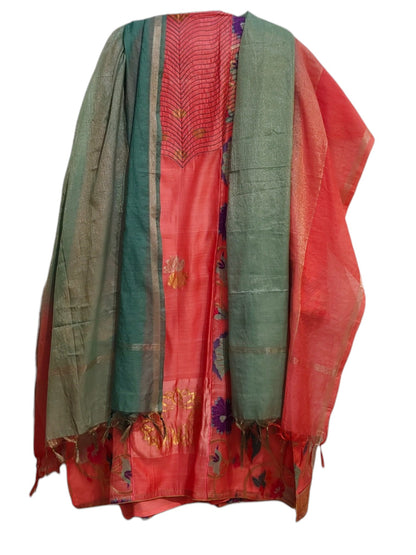 Semi Stitched Chanderi Formal Suitset
