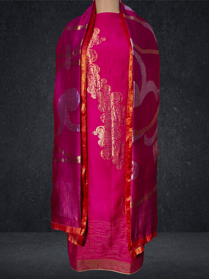 Semi Stitched Formal chanderi Suitset