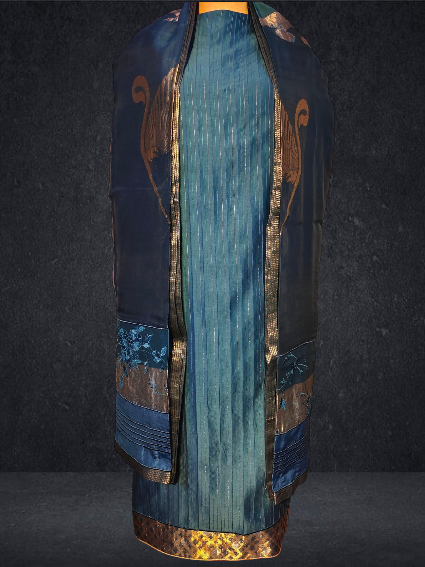 Semi Stitched Formal chanderi Suitset
