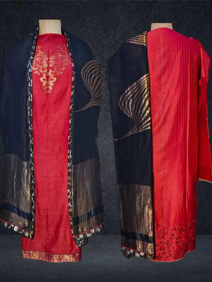 Semi Stitched Formal chanderi Suitset