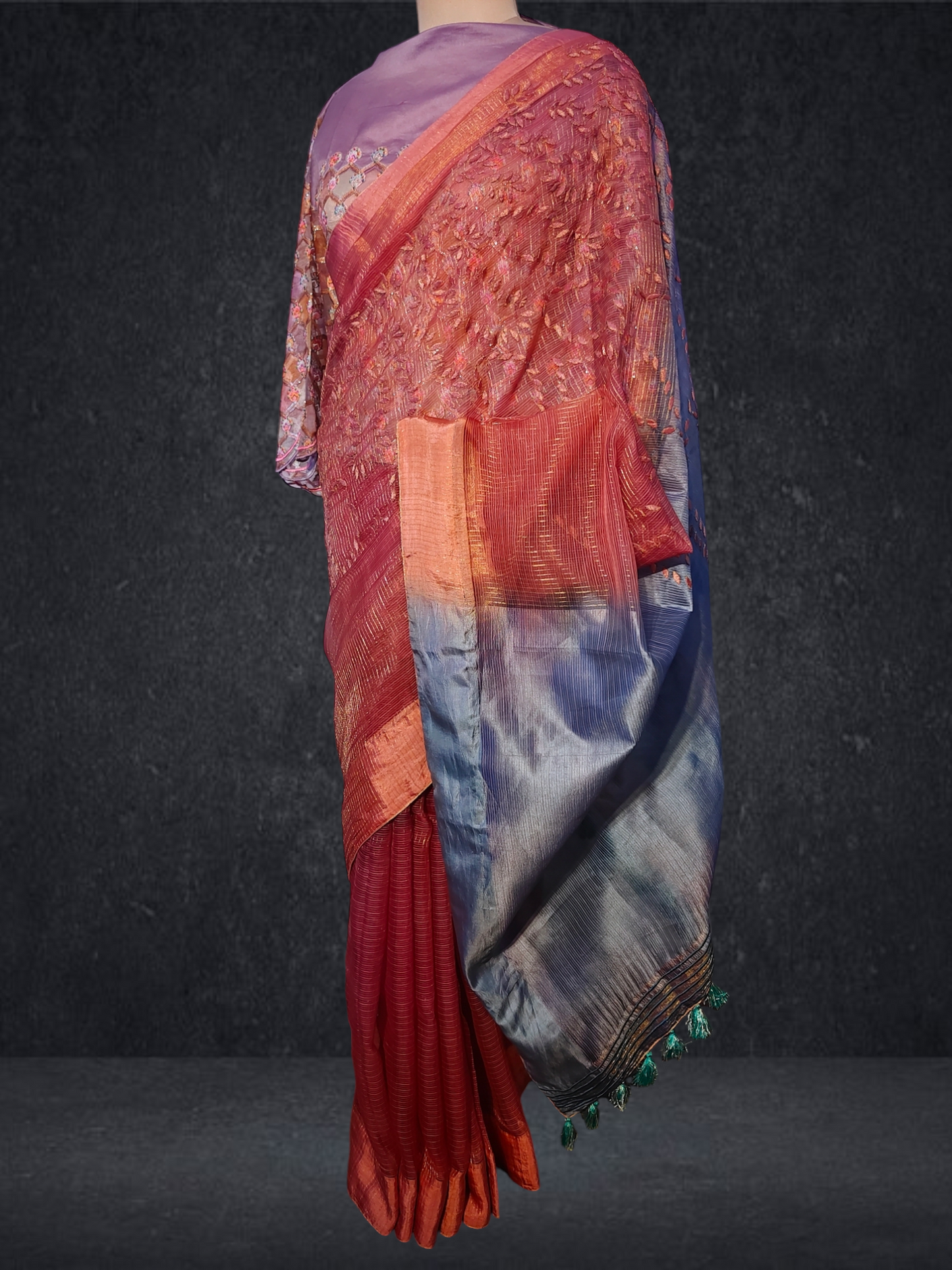 Formal Silk Tissue Applique Saree