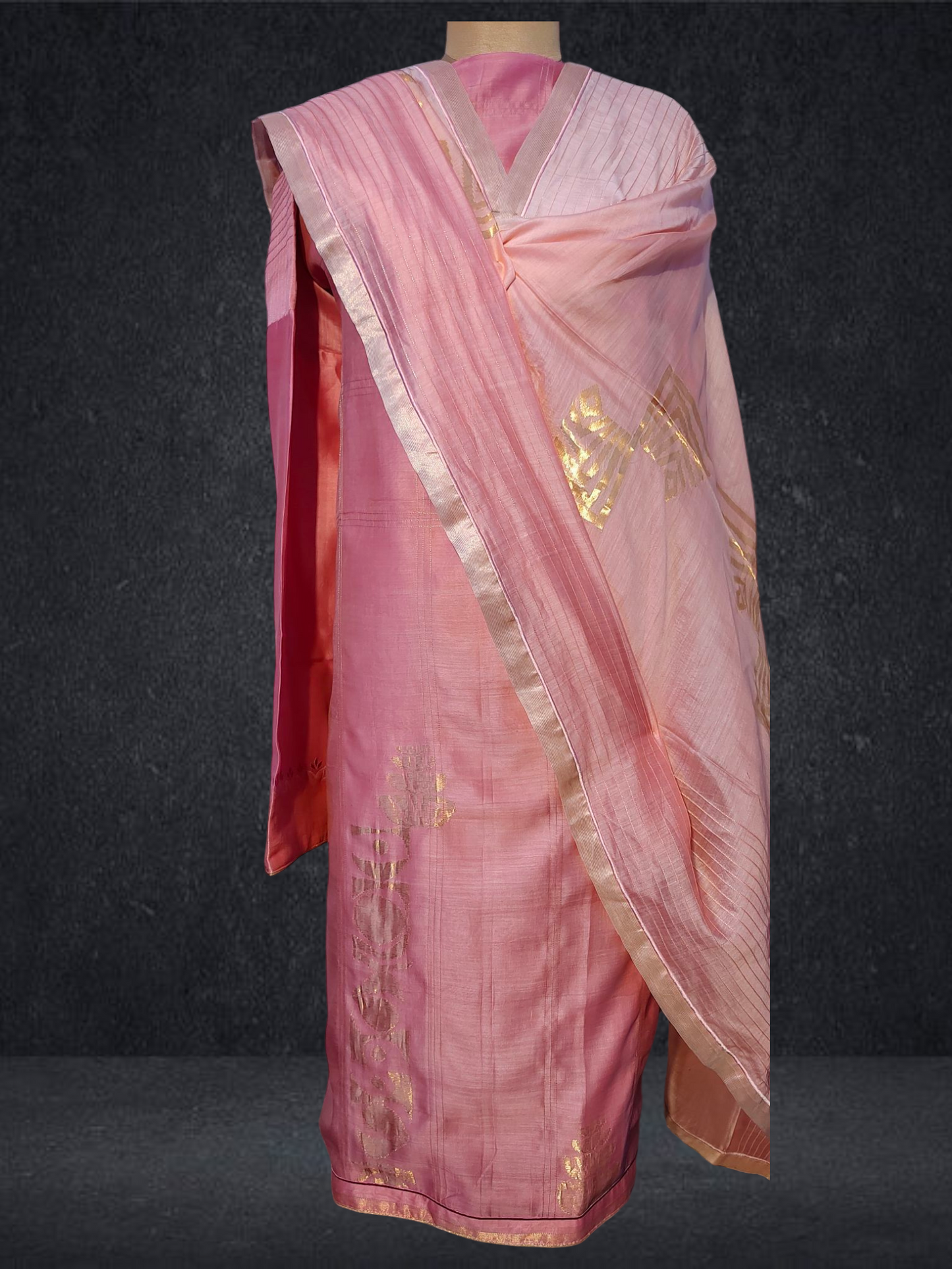 Semi Stitched Formal chanderi Suitset