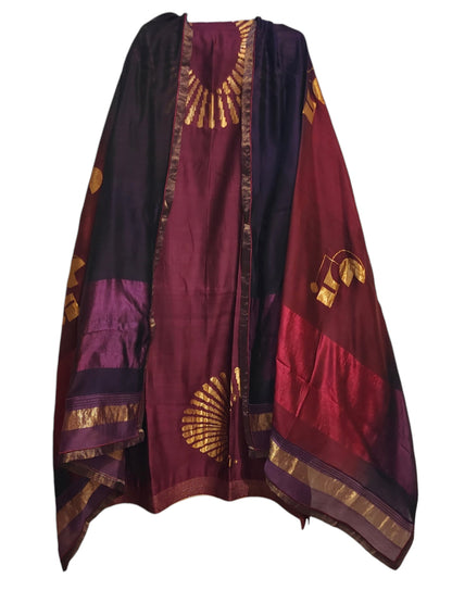 Semi Stitched Chanderi Formal Suitset