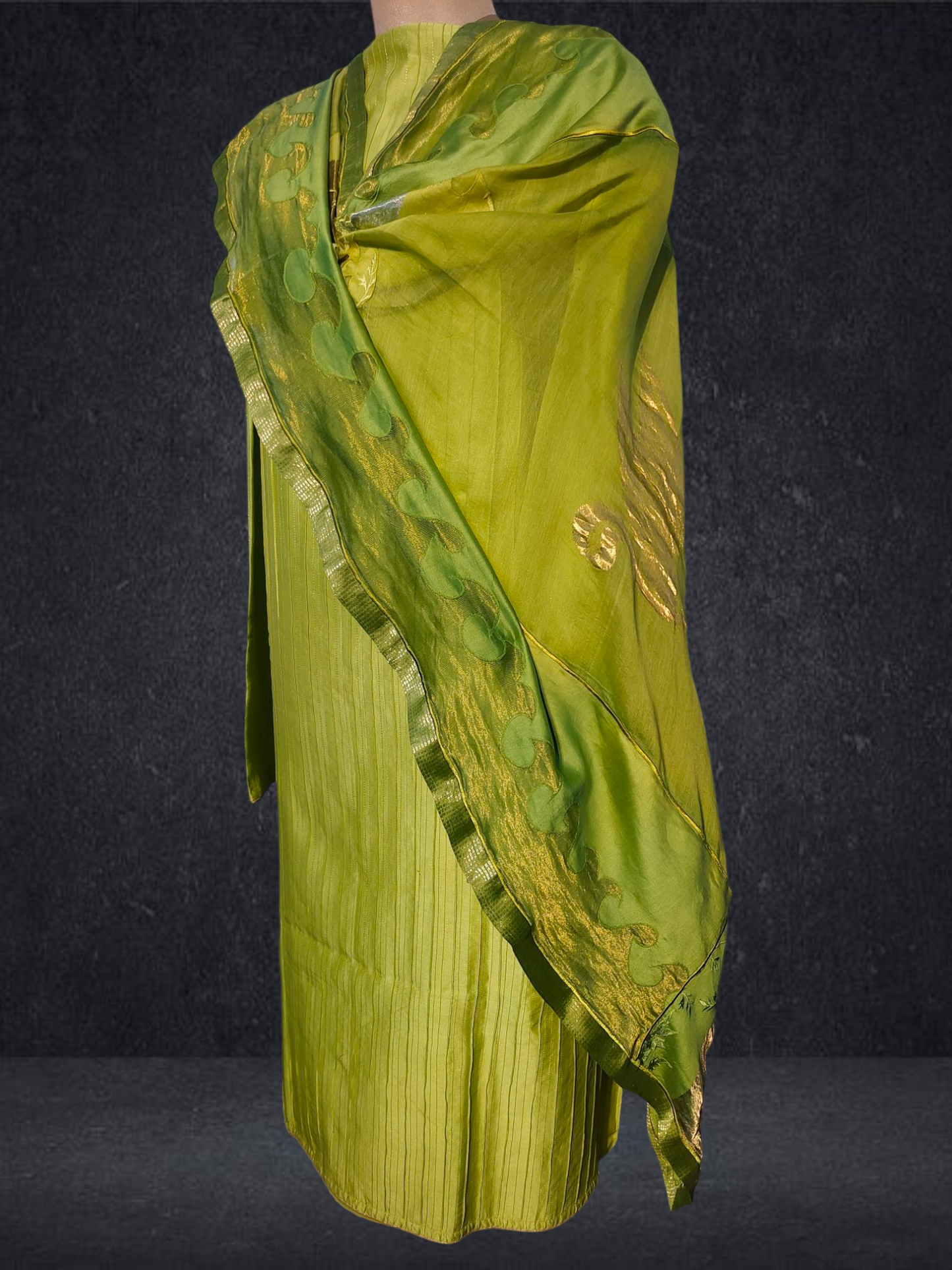Semi Stitched Chanderi Formal Suitset
