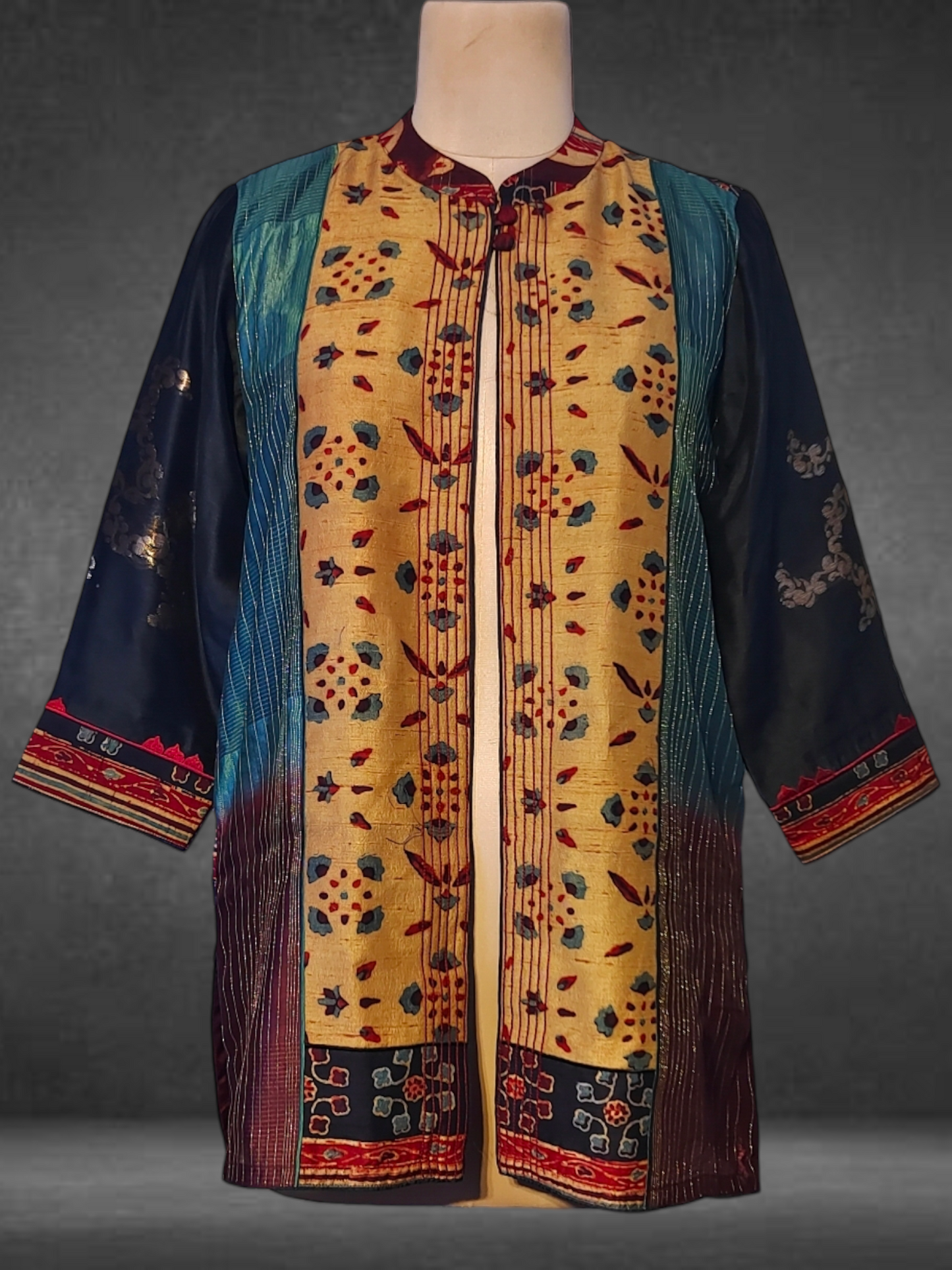 Stitched Silk Ajrakh Short Jacket