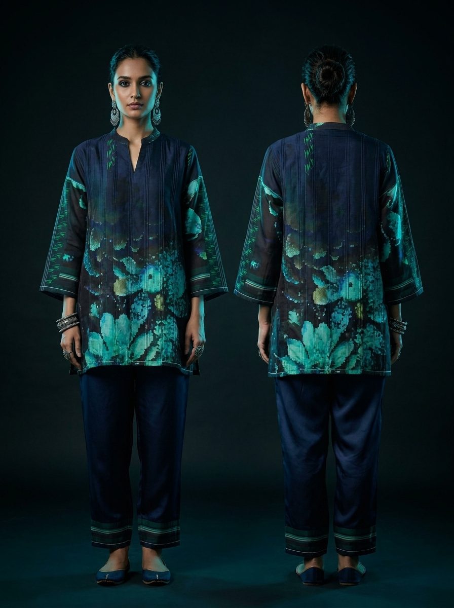 Semi Stitched printed chanderi Tunic