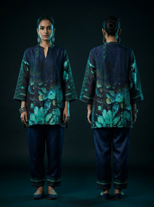 Semi Stitched printed chanderi Tunic