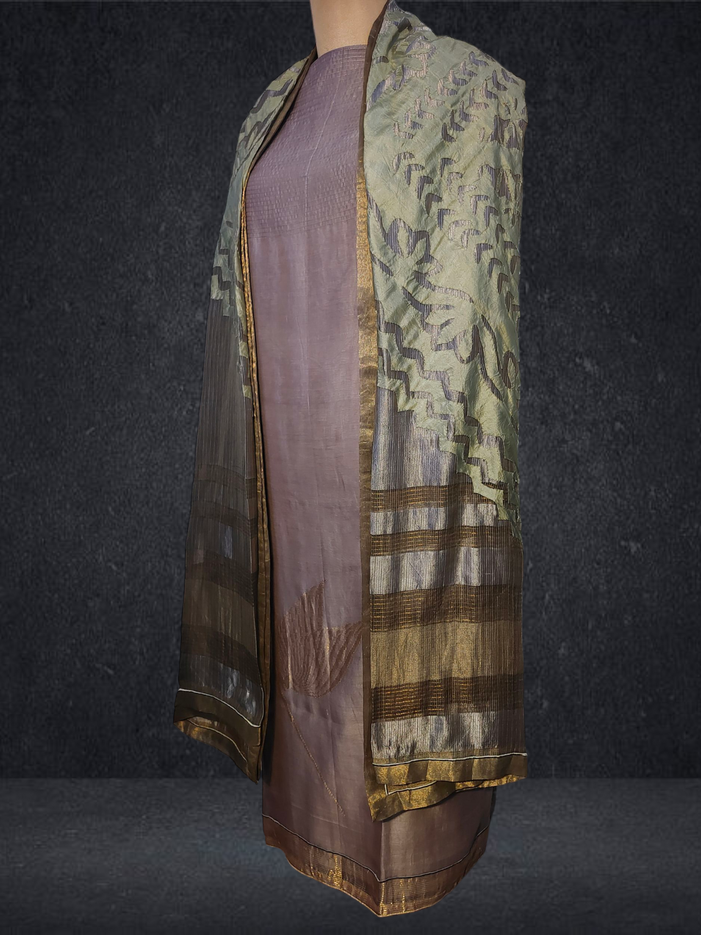 Semi Stitched Formal chanderi Suitset