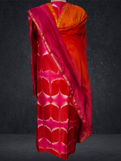 Semi Stitched Chanderi Casual Suitset