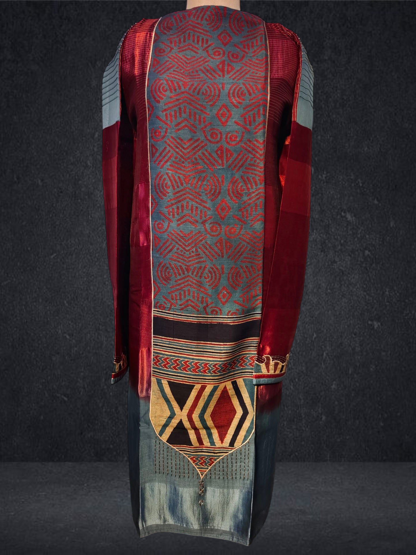 Semistitched Chanderi  Kurta