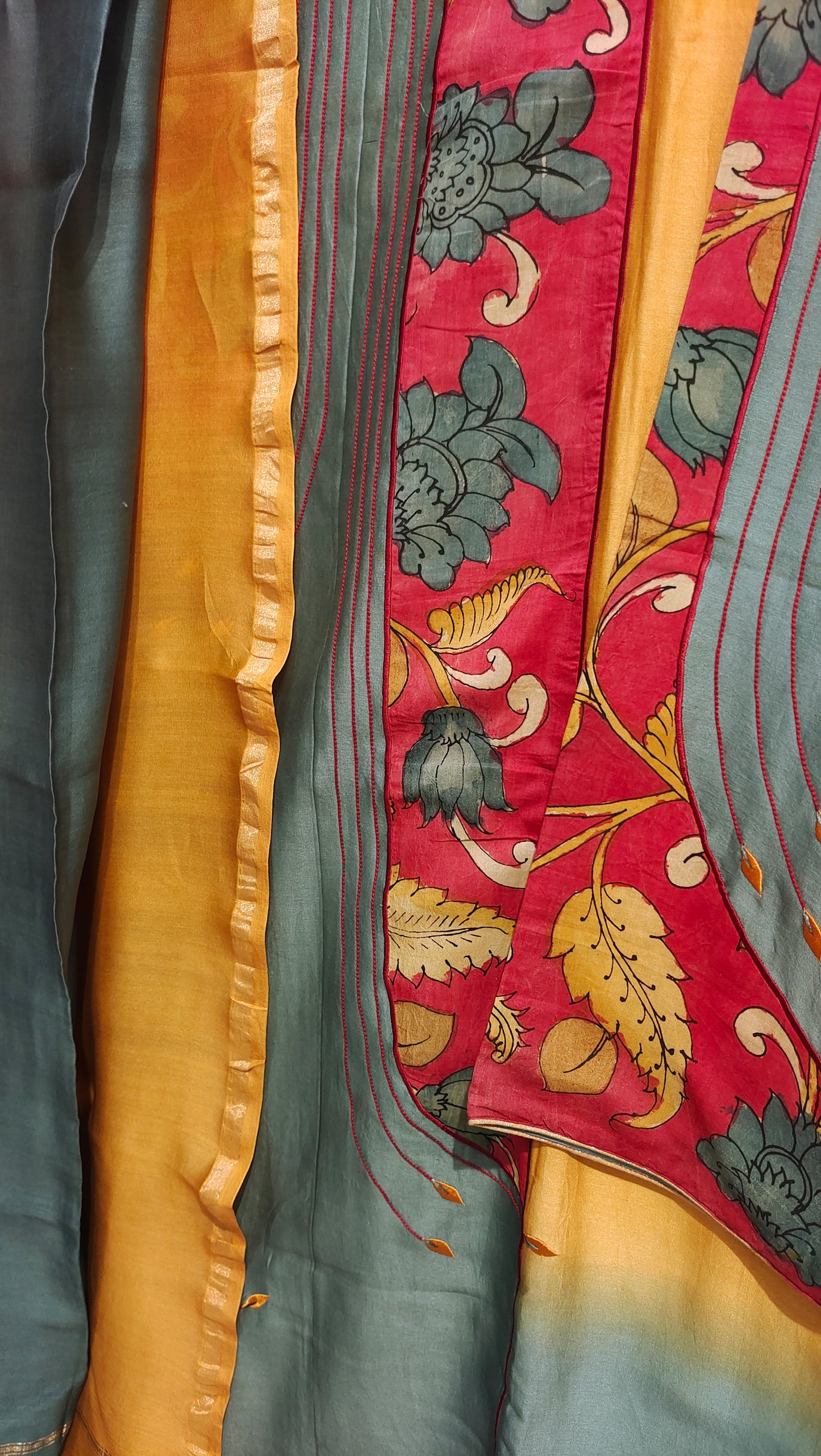 Semi Stitched Chanderi Formal Suitset