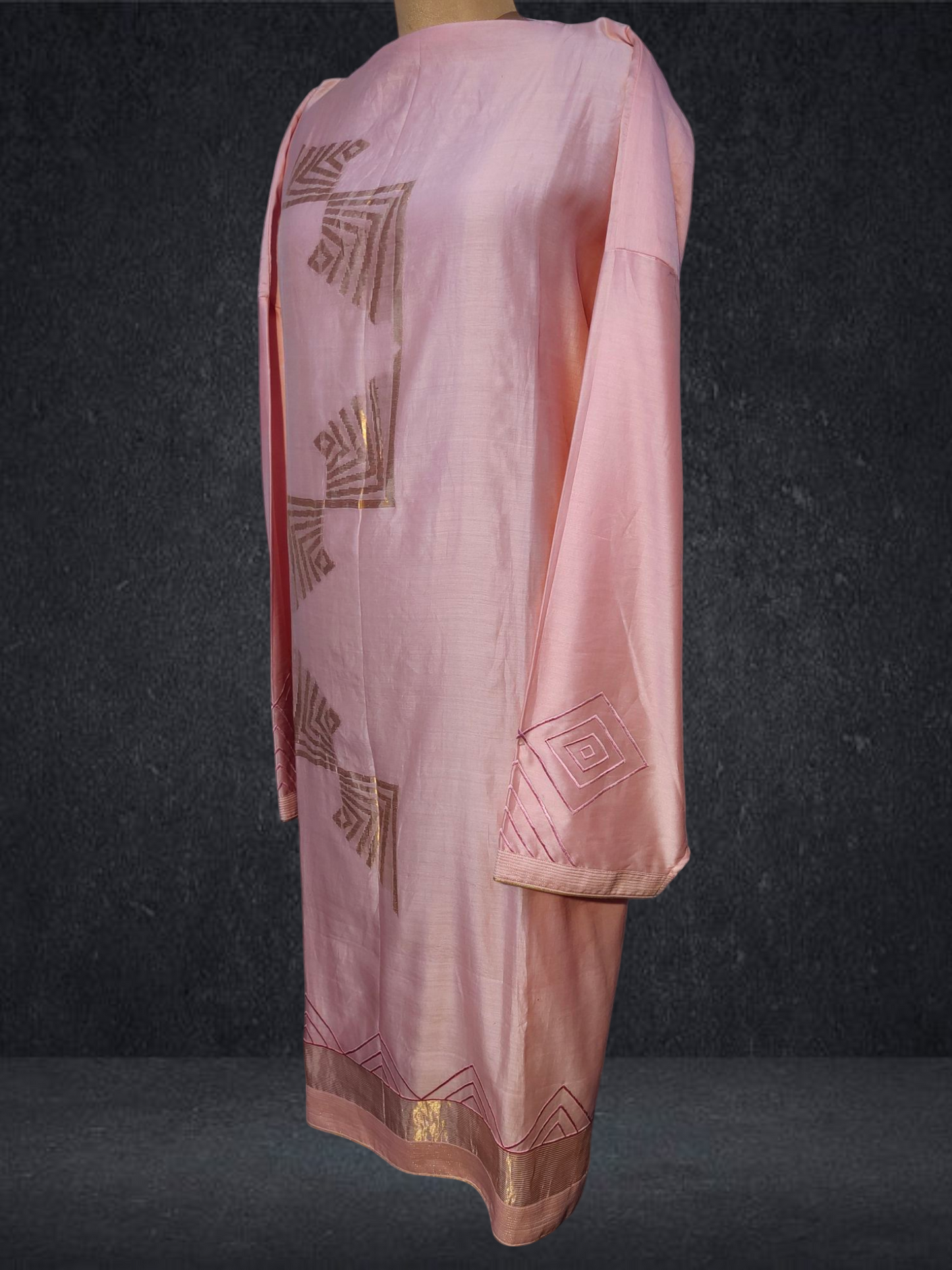 Semi Stitched Chanderi Formal Suitset