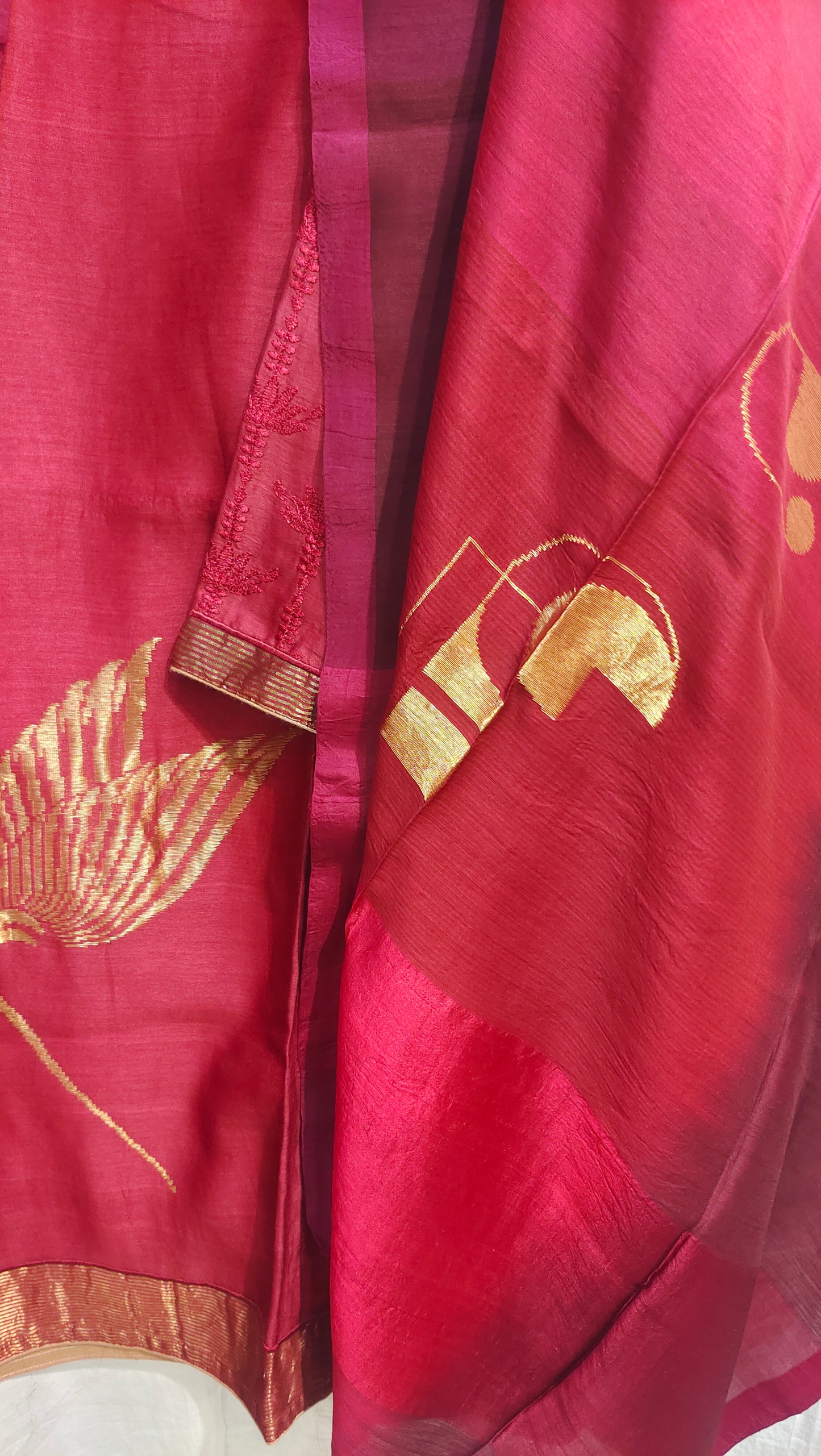 Semi Stitched Chanderi Formal Suitset