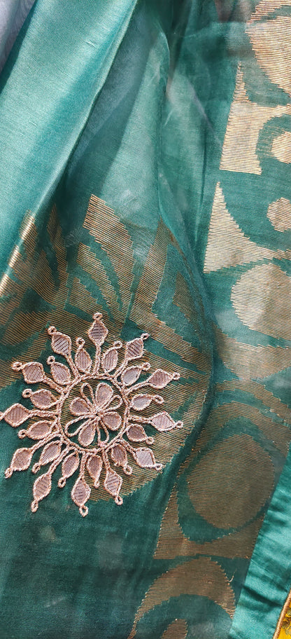 Formal Chanderi Zari Woven With Gota Saree