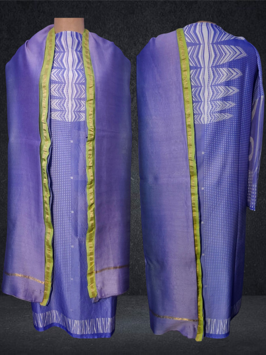 Semi Stitched Chanderi Casual Suitset