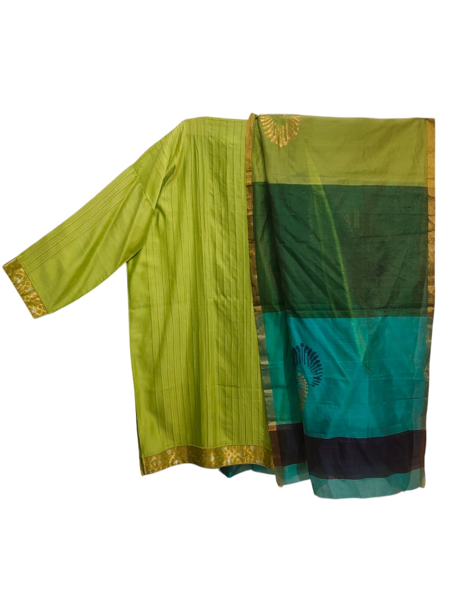 Semi Stitched Chanderi Formal Suitset