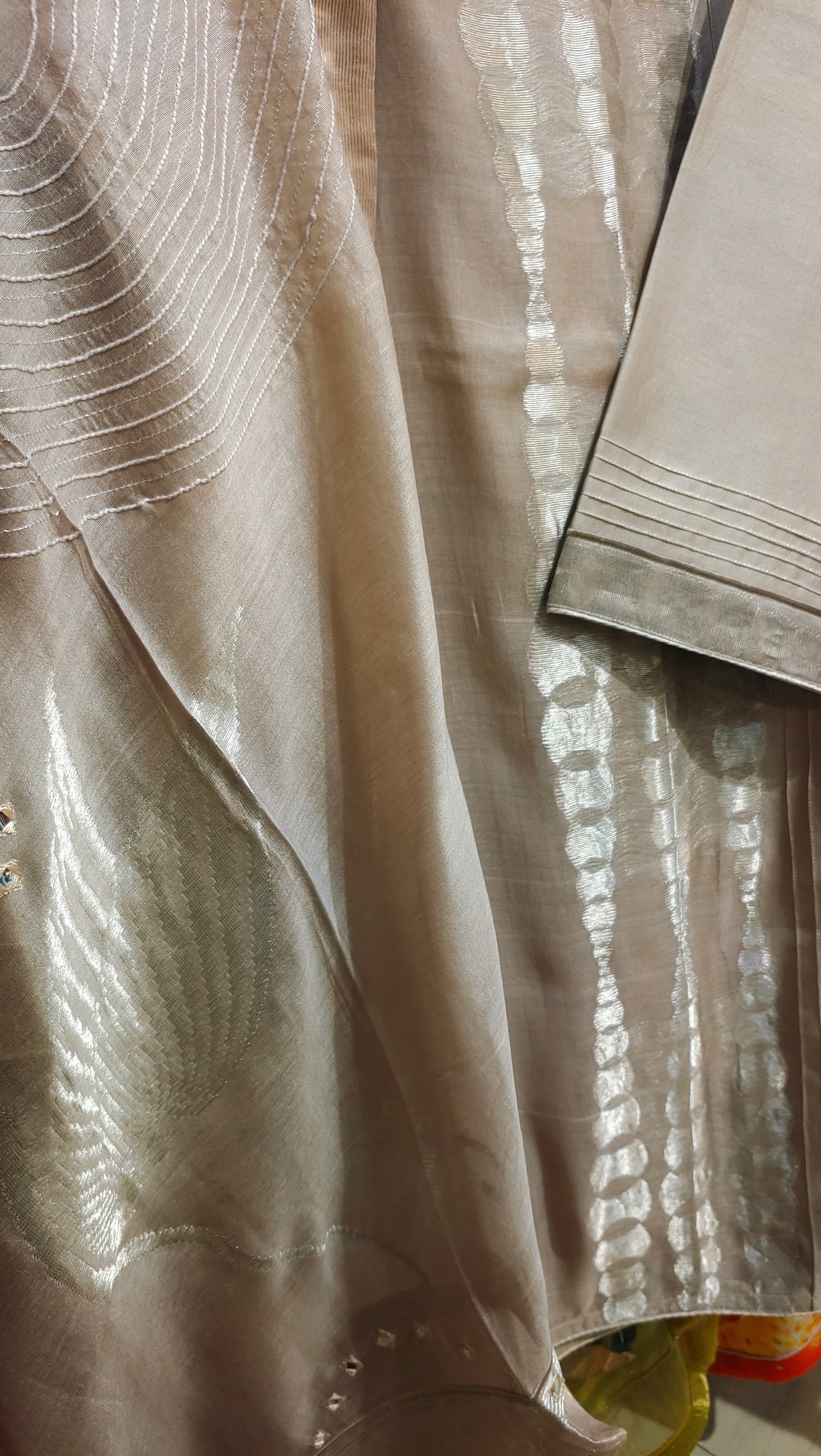 Semi Stitched Chanderi Formal Suitset