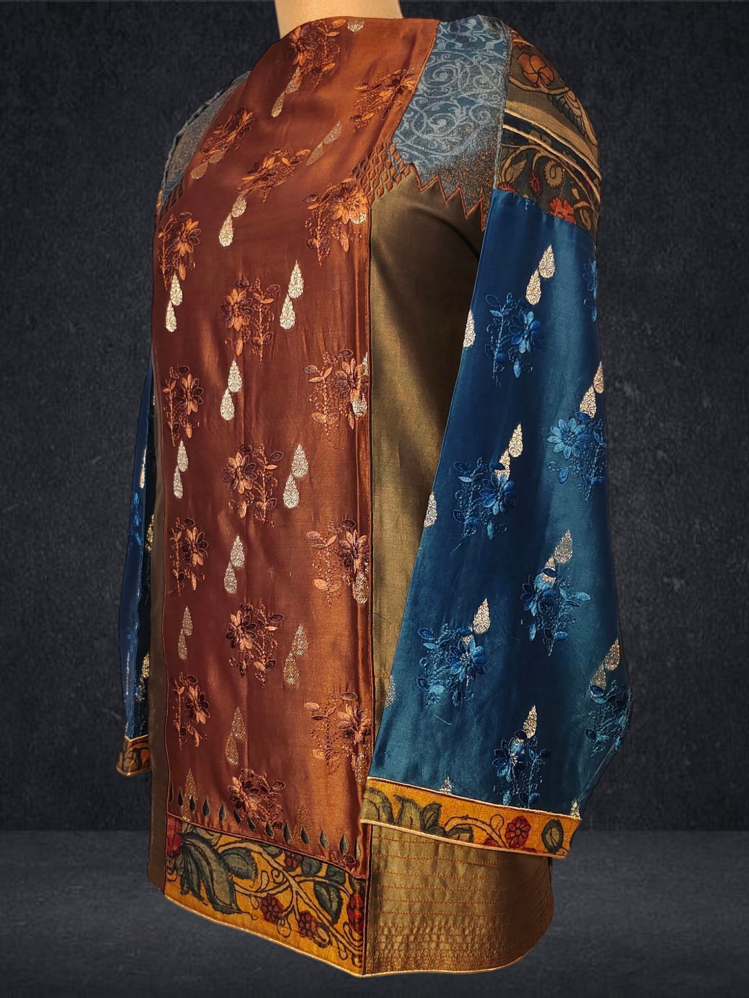 Semistitched Chanderi Kalamkari Short Tunic VISHAL KAPUR STUDIO