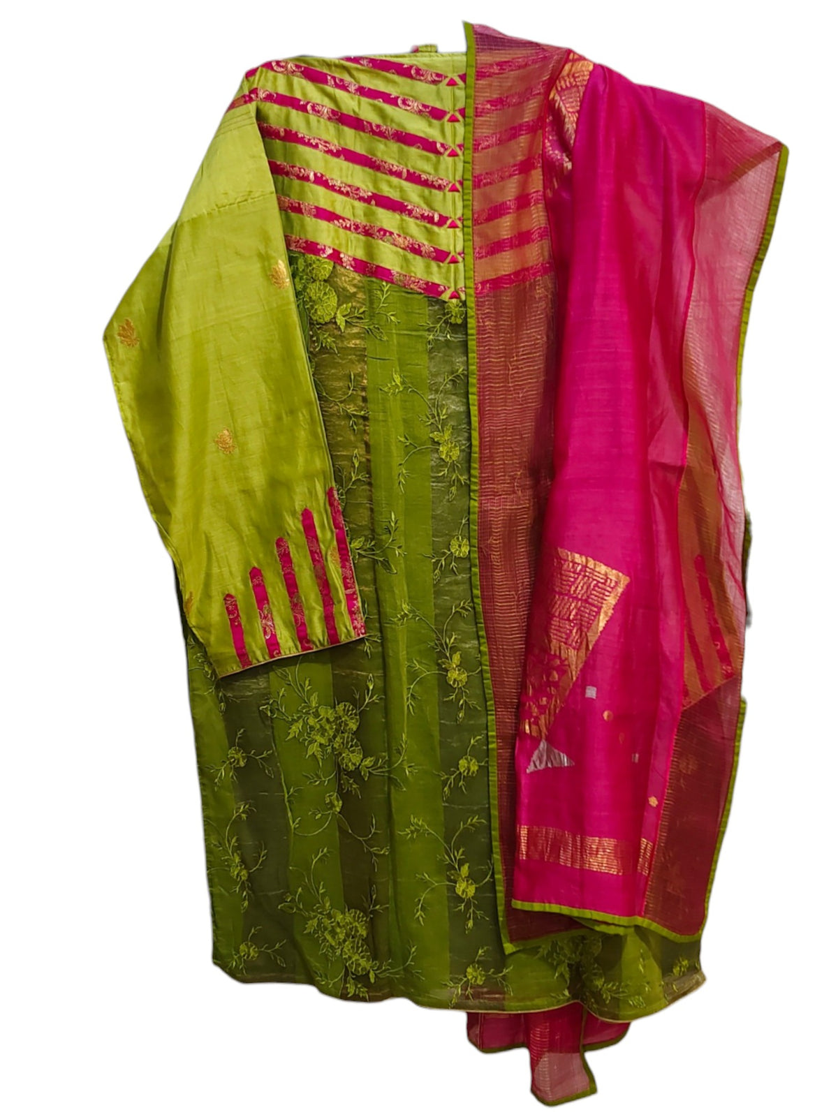 Semi Stitched Chanderi Formal Suitset