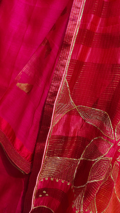 Semi Stitched Chanderi Formal Suitset