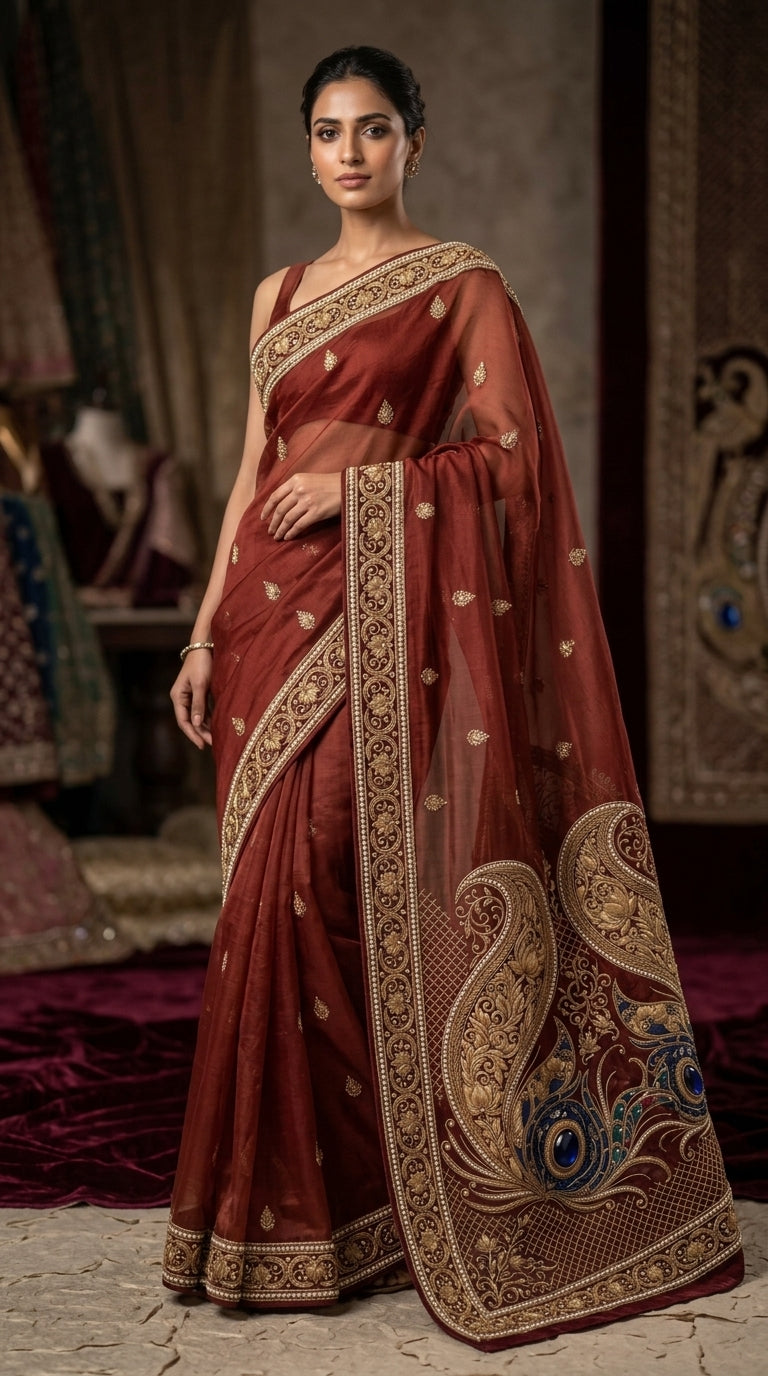 Formal Pure Silk embroidered Saree