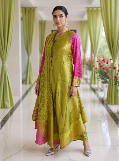 Stitched applique Long Dress