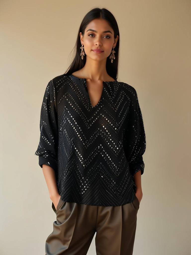 Semistitched Formal mirrorwork georgette Blouse | Croptop