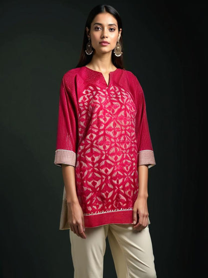 Semistitched Katab Applique Short Tunic