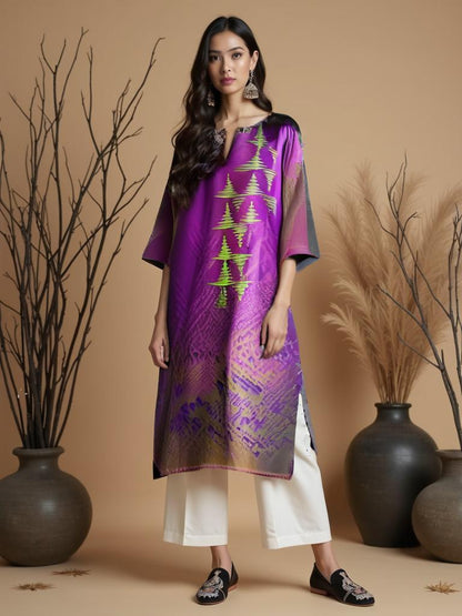 Semistitched Chanderi Casual kurta