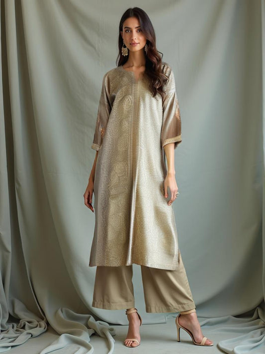 Semi Stitched Chanderi kurta