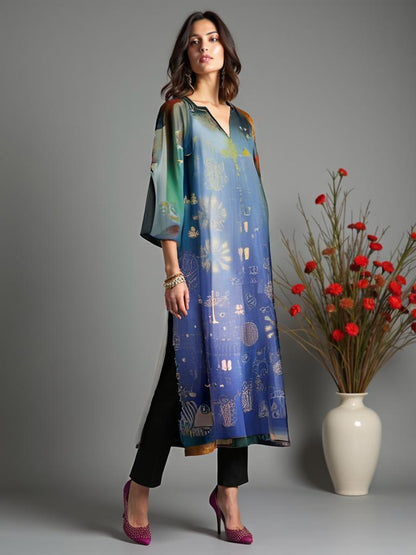 Semistitched Chanderi Casual kurta