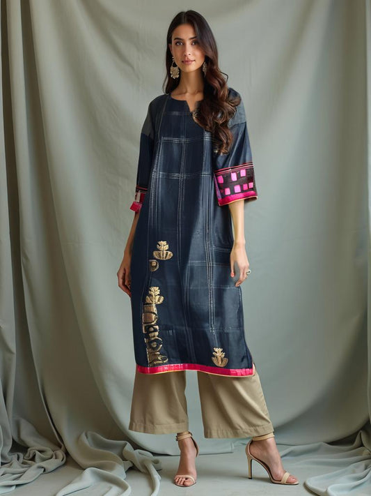 Semi Stitched Chanderi kurta