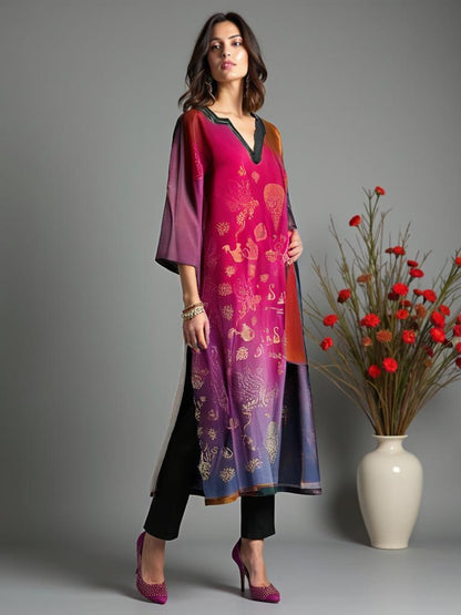 Semistitched Chanderi Casual kurta