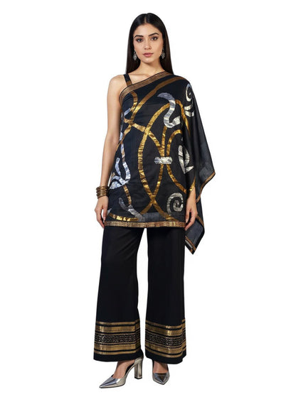 Semi Stitched Chanderi coordset dress