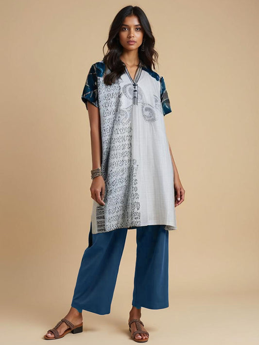 Stitched Block Printed Short Tunic