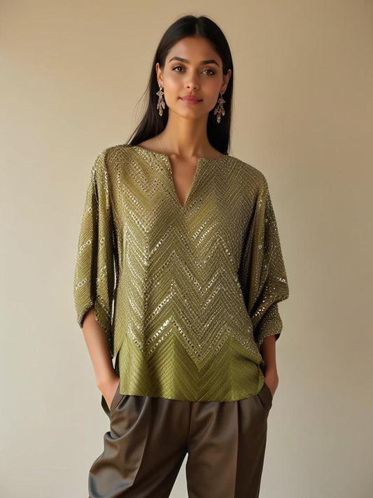 Semistitched Formal mirrorwork georgette Blouse | Croptop