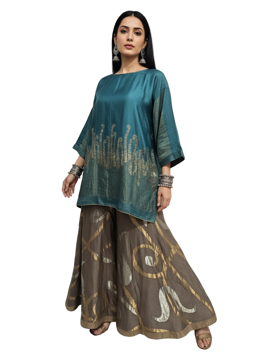 Stitched tunic with sharara set