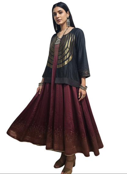 Stitched Anarkali set with jacket