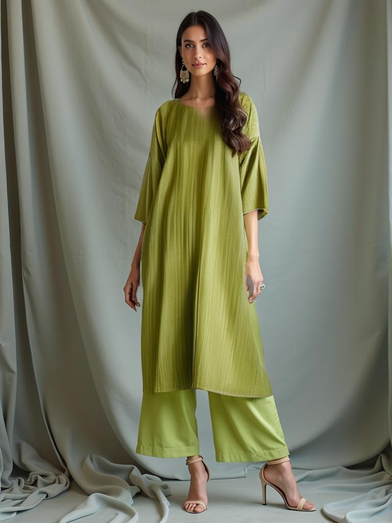 Semi Stitched Formal Chanderi kurta