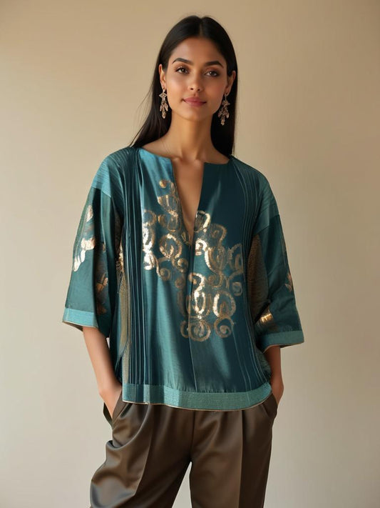 Semistitched Chanderi Zariwoven Short Tunic