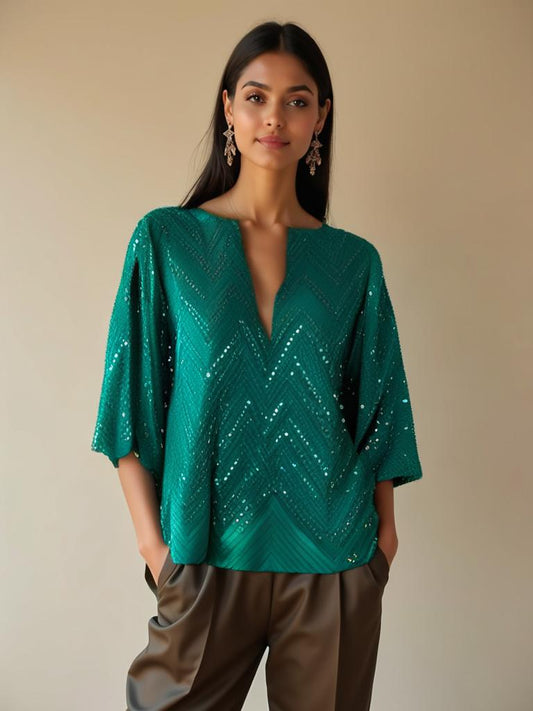 Semistitched Formal mirrorwork georgette Blouse | Croptop