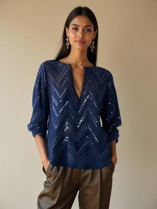 Semistitched Formal mirrorwork georgette Blouse | Croptop