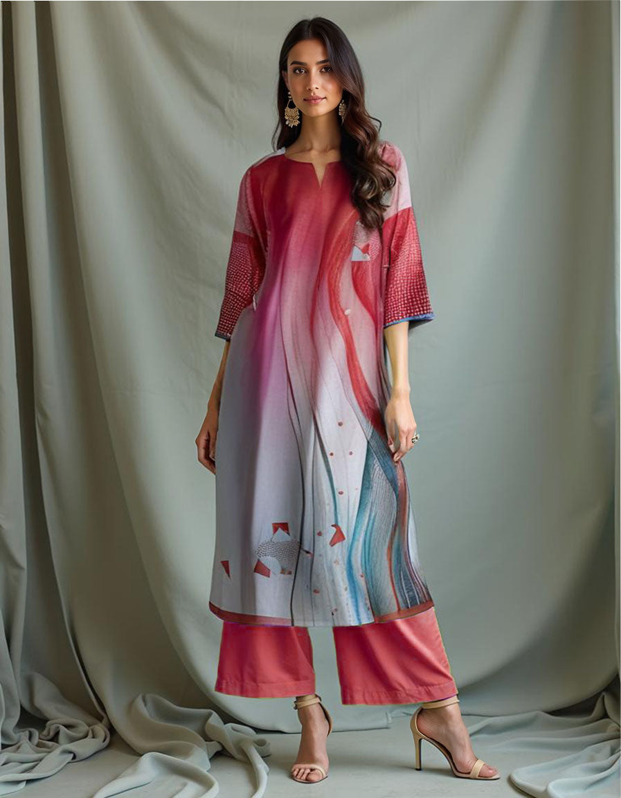 Semi Stitched Chanderi printed kurta
