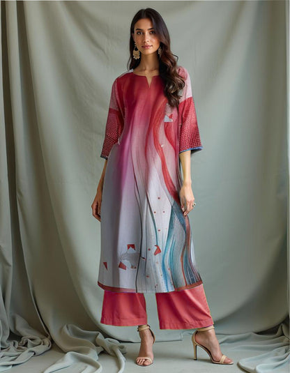Semi Stitched Chanderi printed kurta