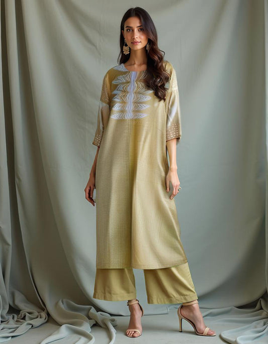 Semi Stitched Chanderi printed kurta