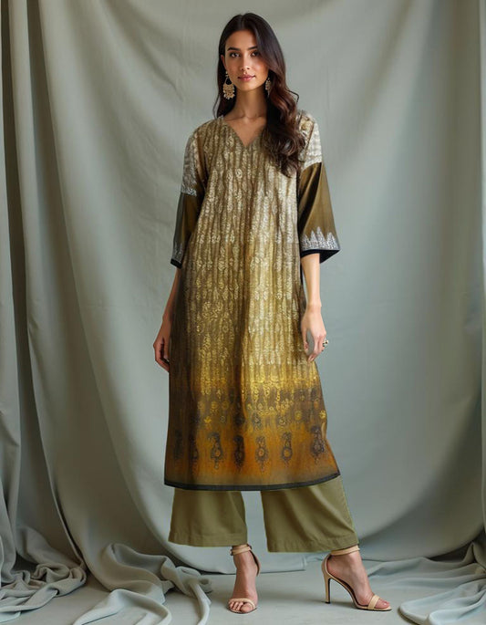 Semistitched Chanderi printed Kurta